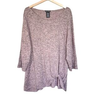 Chelsea & Theodore Twist Hem Brushed Knit Sweater Heather Marled Pink Size‎ XXL